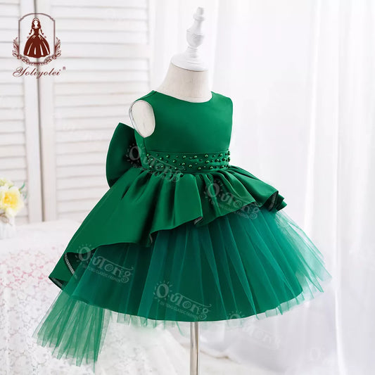 DK213 Summer Sleeveless Big Bow Babies Celebrity Party Gowns Infant Kids Fashion Wholesale Clothing Dresses For Girls Toddler