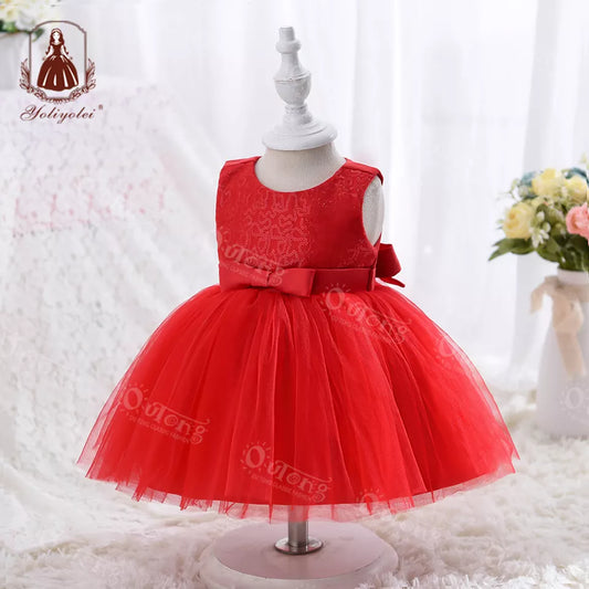 CRY023 Wholesalers O-Neck Beautiful Pink Sequins Babies Party Ball Gowns Kids Summer Dresses For Girls 0-2 Years Old