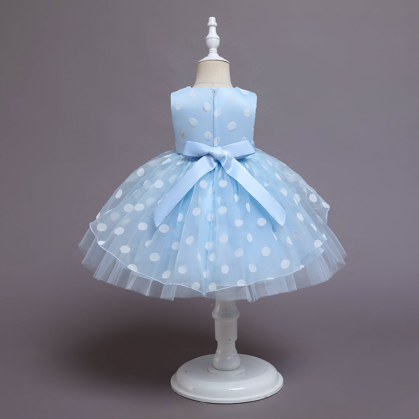 H2012 Outong Yoliyolei Sweet Sleeveless Kids's Polka Dots Princess Party Communion Dress With Bow Costumes