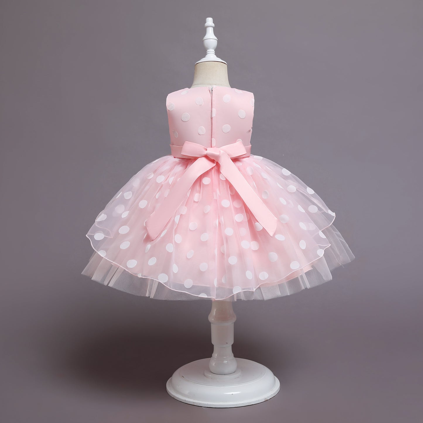 H2012 Outong Yoliyolei Sweet Sleeveless Kids's Polka Dots Princess Party Communion Dress With Bow Costumes