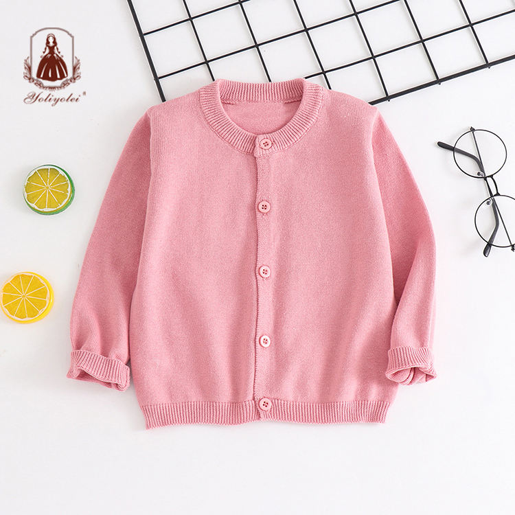 sw001 Spring Fall Long Sleeve Children's Clothing European American Hot Style Girls Knitted Kids Baby Cardigan Sweaters With Button