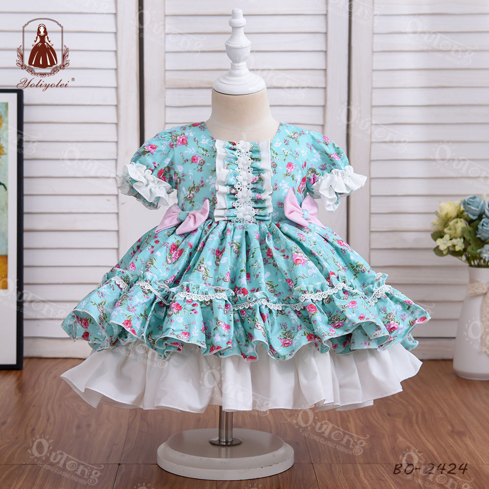 CF2093 new design party spanish style dress fashion wholesale cheap spanish dress custom design for baby girls