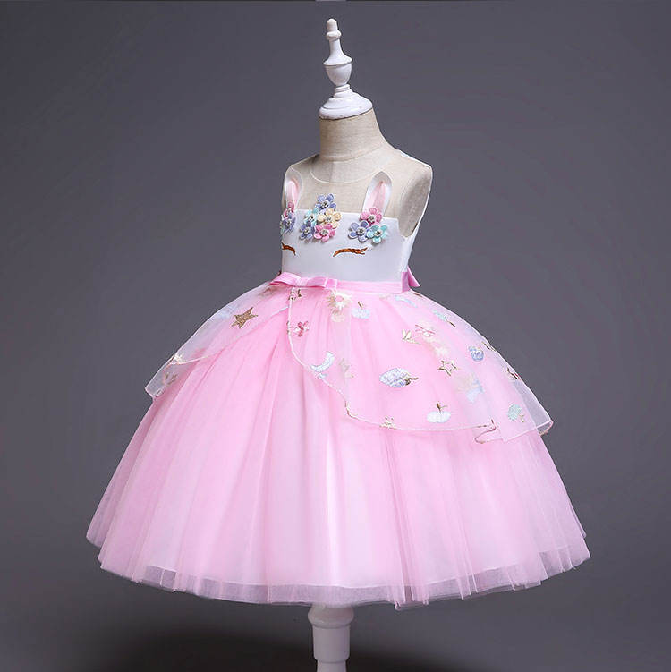 A605 Cheap Wholesale Sleeveless Ball Gown 5 Years Old Unicorn Dresses Children Kids Unicorn Birthday Dress For Girls Birthday Party