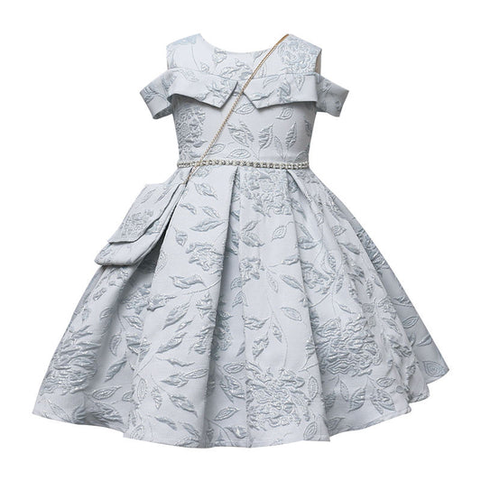 S2396 Baby Cheap Wholesalers Sweet Elegant Short Sleeve Crew Neck 5-9 Years Party Baby Girl Dresses