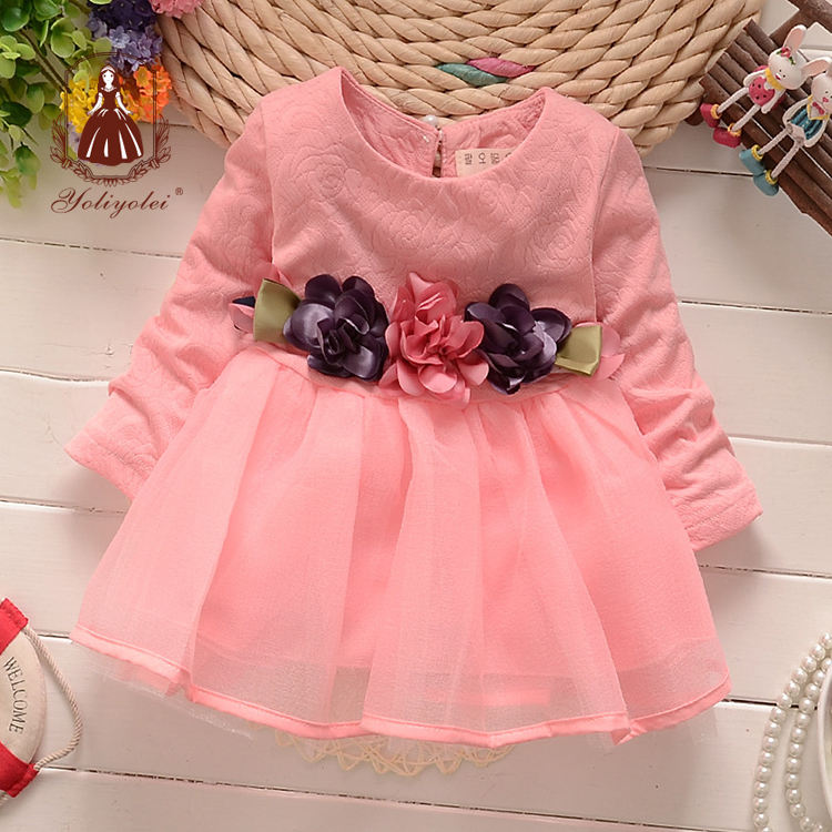 L029p1 High Quality Baby Wear Clothes Baby Girl Party Dress Children Frocks Designs Long-sleeved Girl Child Dress