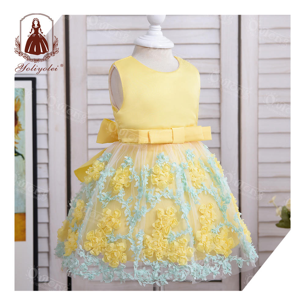 L1845XZ Hot Sale Pretty Baby Frock Girl Clothes Birthday Cute Wedding Flower Girl Kids Party Dress For 12 Month 1 Year Old Girl