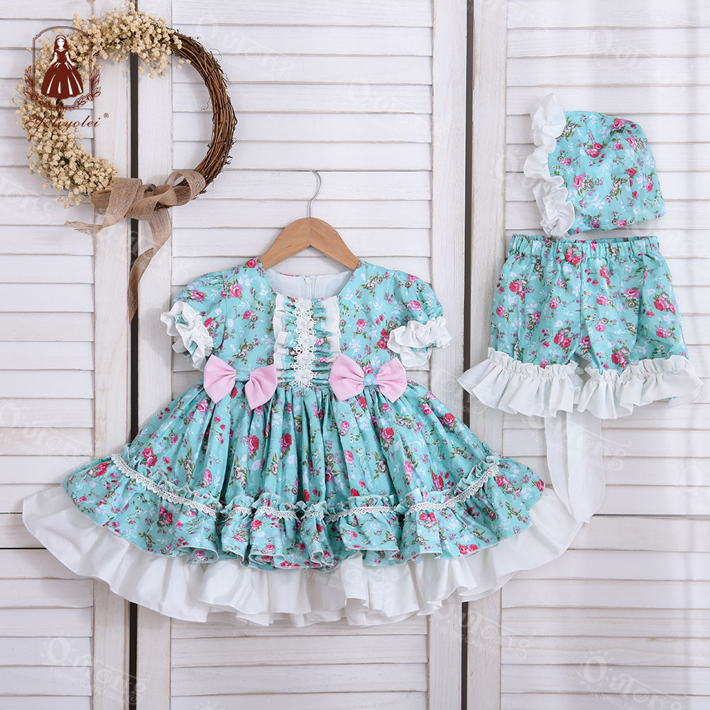 CF2093 new design party spanish style dress fashion wholesale cheap spanish dress custom design for baby girls