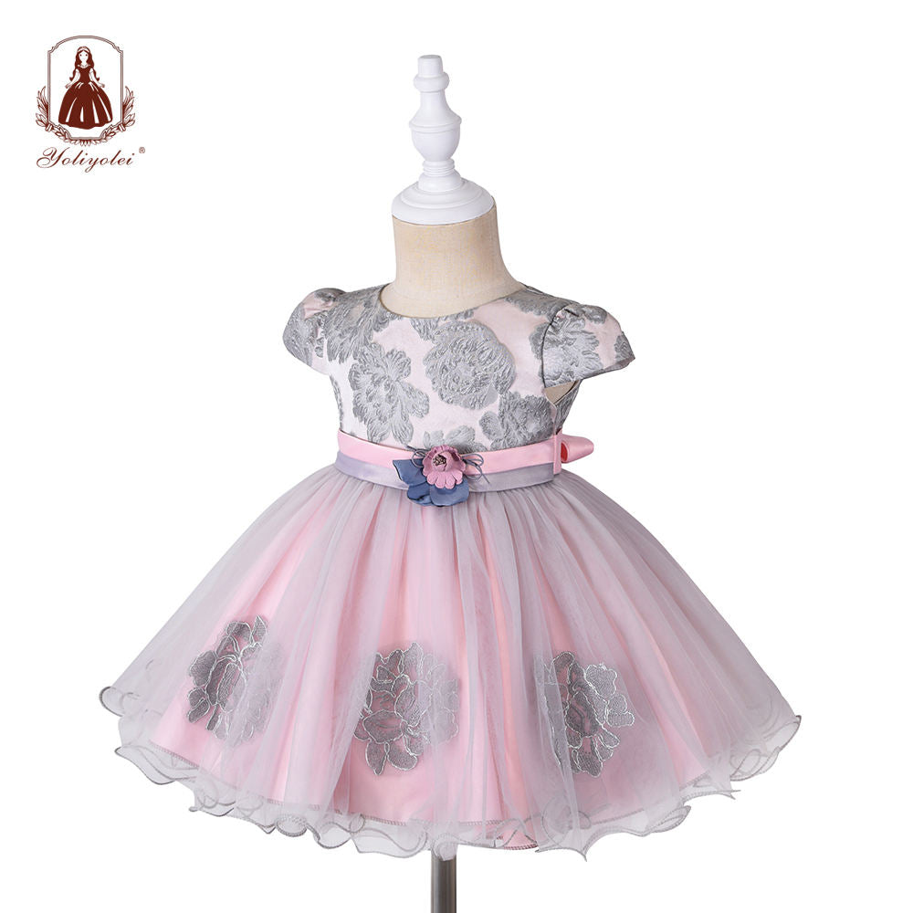 BO-557 Yoliyolei flower baby party birthday casual princess girl dress