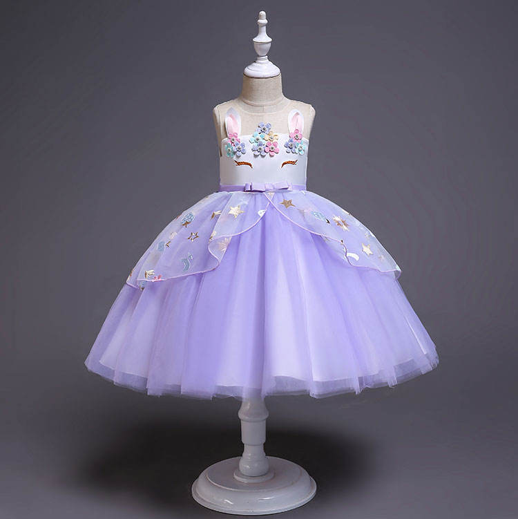 A605 Cheap Wholesale Sleeveless Ball Gown 5 Years Old Unicorn Dresses Children Kids Unicorn Birthday Dress For Girls Birthday Party