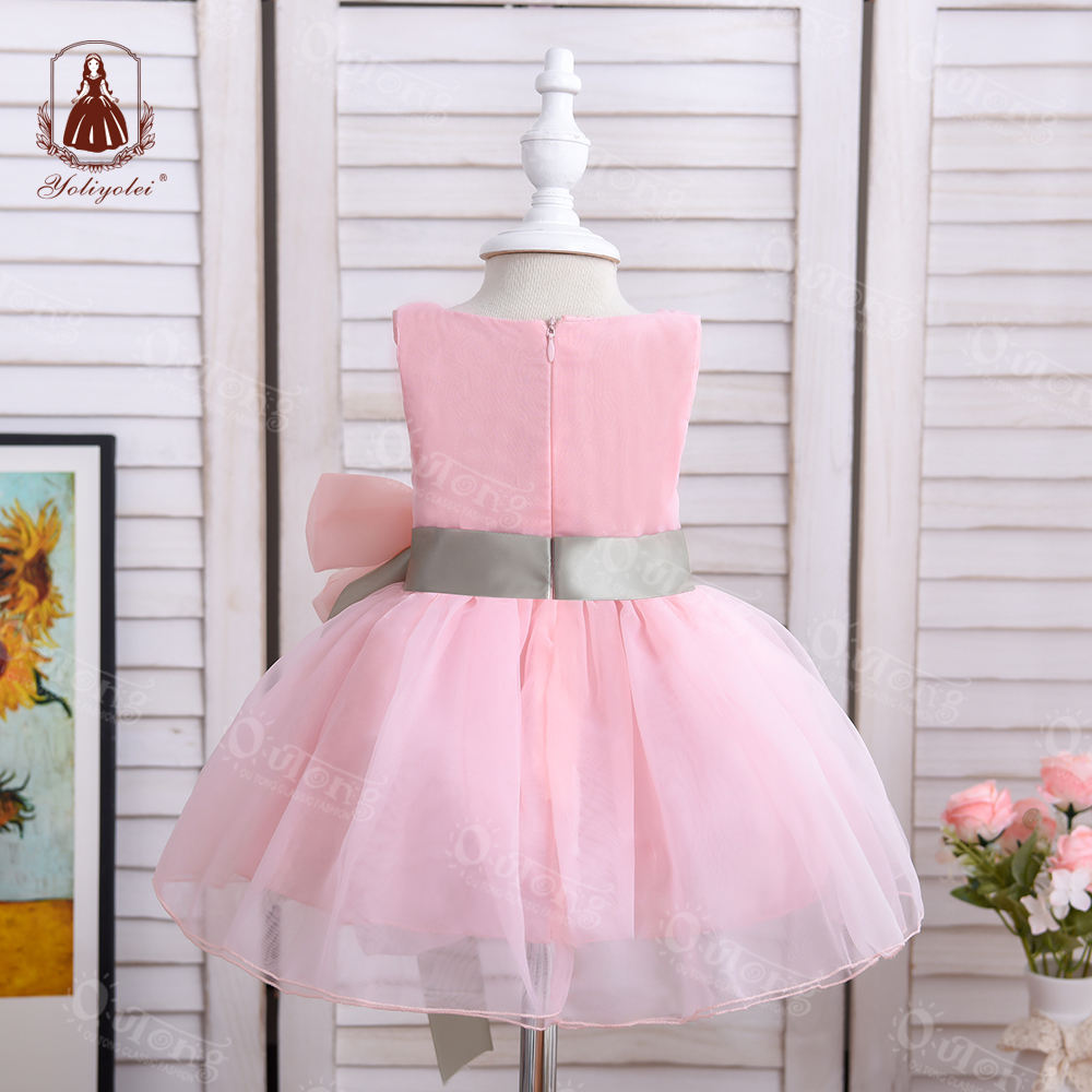 DK148 Outong Wholesale Toddler Girl First Birthday Baby Dress Big Bowknot Cute Infant Casual Baby Girls' Dress