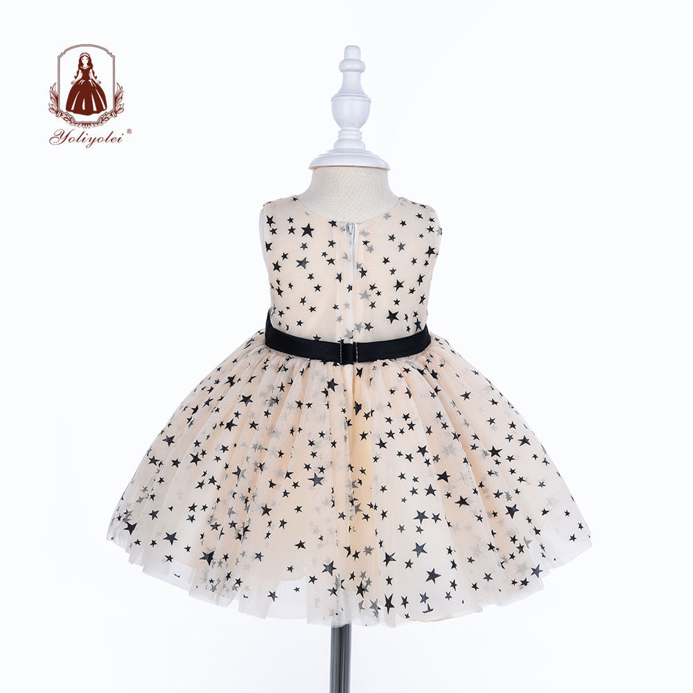 BOS2030 Baby Cheap Wholesalers Princess Sweet Sleeveless Crew Neck Layered Dot White Party Baby Girl Dresses