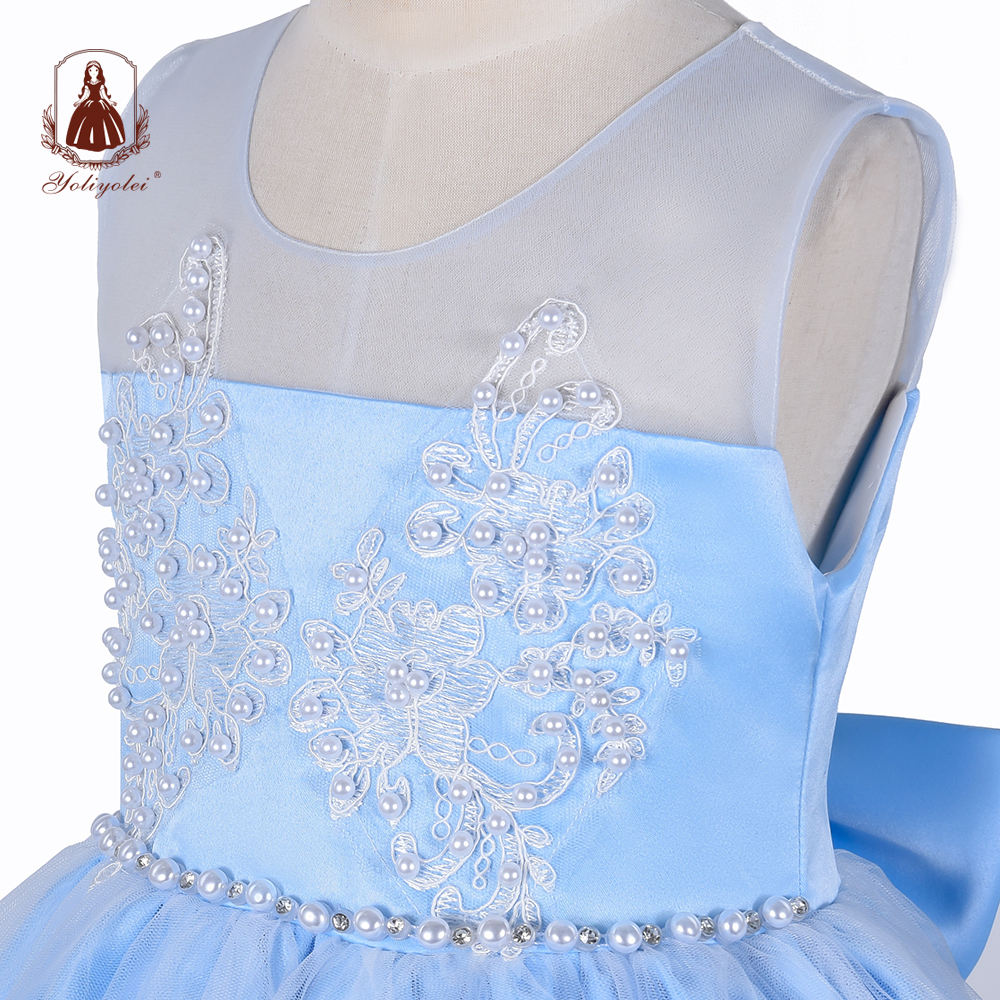 S2451 American Girl Classic Retro Elegant Summer Embroidered Children Girl Party Dress European Lace Dress For Children