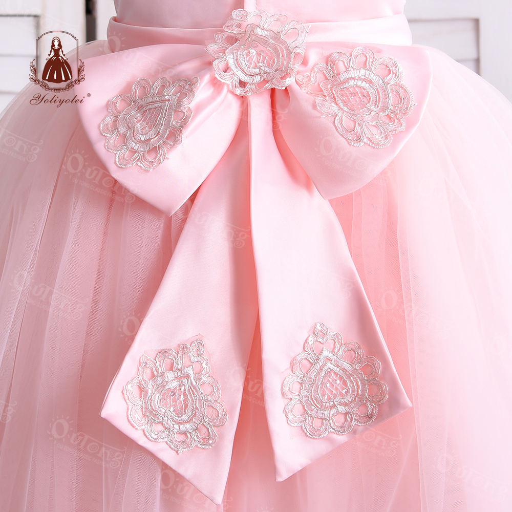 A7057 Outong Promotion O-Neck Luxury White Or Pink Trailing Birthday Celebrity Dresses