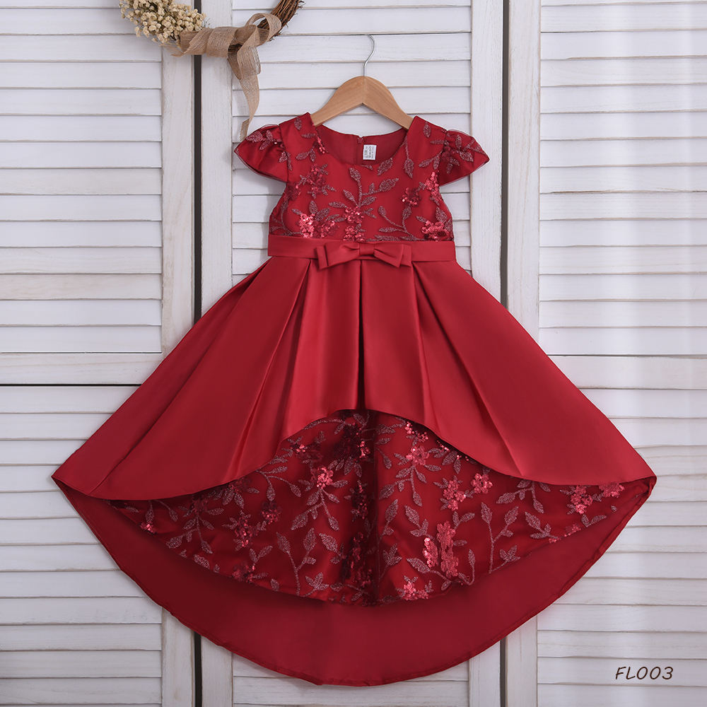 FL003 High Quality Summer Frock Kids Party Wear Flower Girl Western Party Formal Trailing Birthday Dress