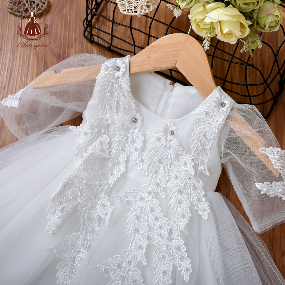 ZH40 New Design ODM Custom Vestidos Nia Infant Toddler White Wedding Baby Baptism Dress Kid Girls Dresses