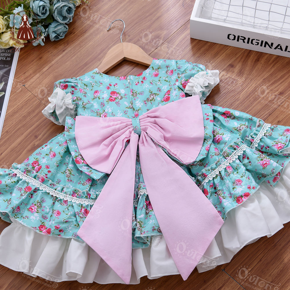 CF2093 new design party spanish style dress fashion wholesale cheap spanish dress custom design for baby girls