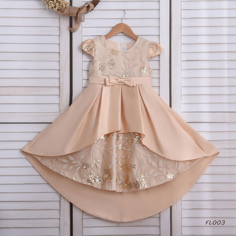 FL003 High Quality Summer Frock Kids Party Wear Flower Girl Western Party Formal Trailing Birthday Dress