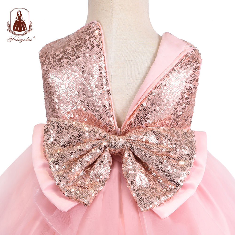 19T16 Baby Wholesalers Fashion Sequin Sleeveless 0-2 Years Peach Party Girls Dresses