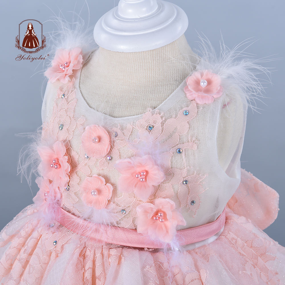 BTY2007 Wholesalers Princess Sweet Sleeveless Crew Neck 0-2 Years Party Baby Girl Dresses