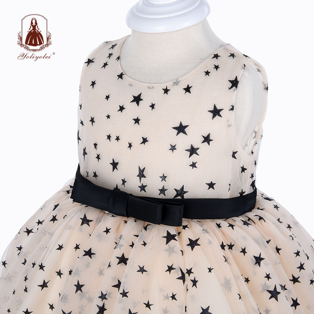 BOS2030 Baby Cheap Wholesalers Princess Sweet Sleeveless Crew Neck Layered Dot White Party Baby Girl Dresses