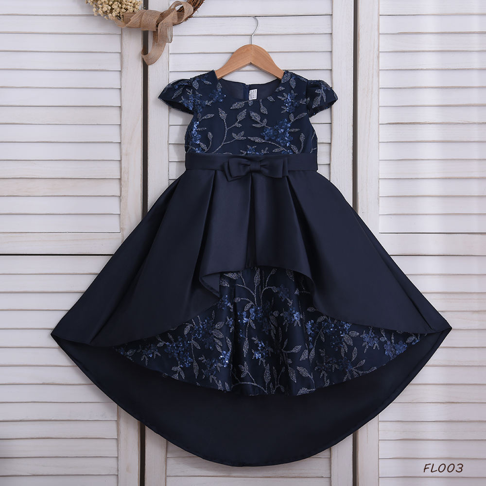 FL003 High Quality Summer Frock Kids Party Wear Flower Girl Western Party Formal Trailing Birthday Dress