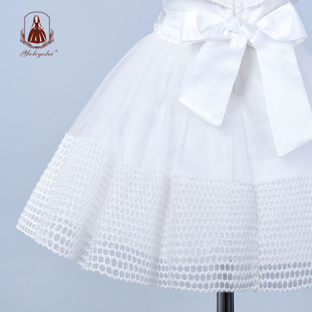 B0-1176 Baby Wholesalers Fashion Princess Elegant Sleeveless 0-2 Years White Party Evening Girls Dresses