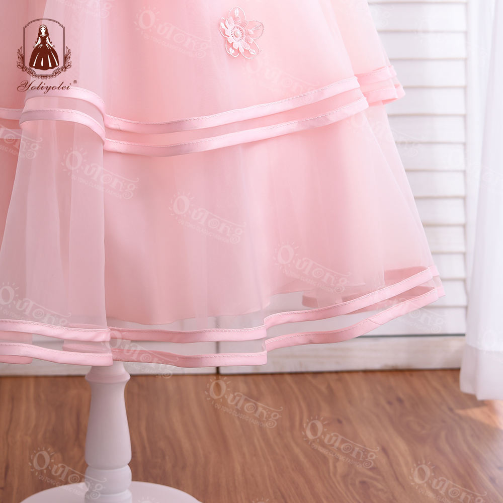 A7517 Formal Children Dress Sleeveless Fashion a-Line Applique Tulle Flower Girl Party Dresses For 4-12 Years Girls