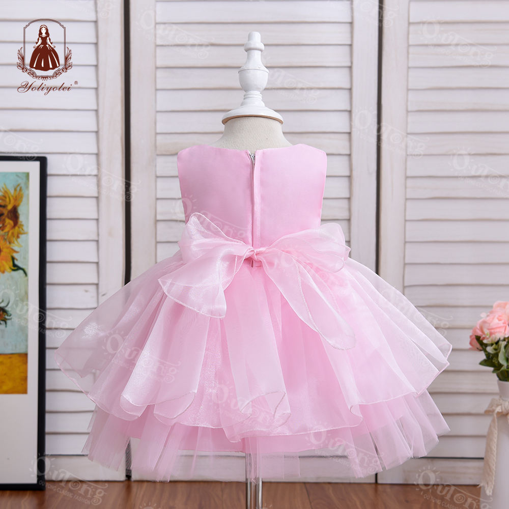 ZH10 Summer Newborn Baby Clothing Dress Polyester Fabric Mesh Gauze New Born baby girl cute birthday dresses With Flower