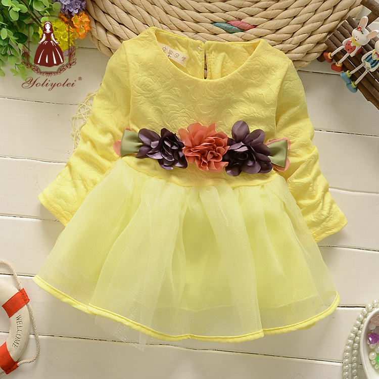 L029p1 High Quality Baby Wear Clothes Baby Girl Party Dress Children Frocks Designs Long-sleeved Girl Child Dress