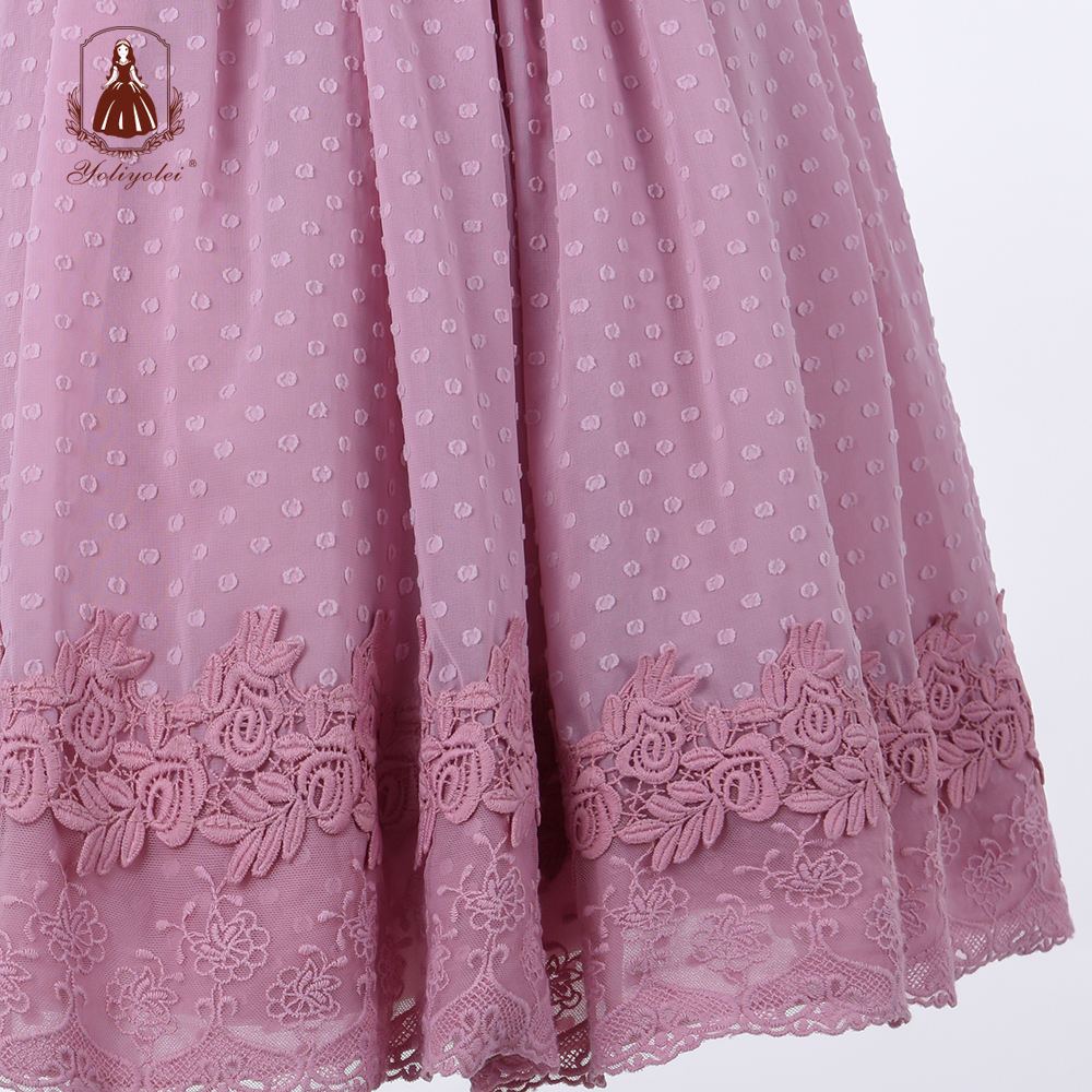 A7486 Fashion Half Sleeve Girl, Fluffy Dress Dot Solid Flower Lace Skirt Pleated Pageant Purple Party Wear Gown For Kid