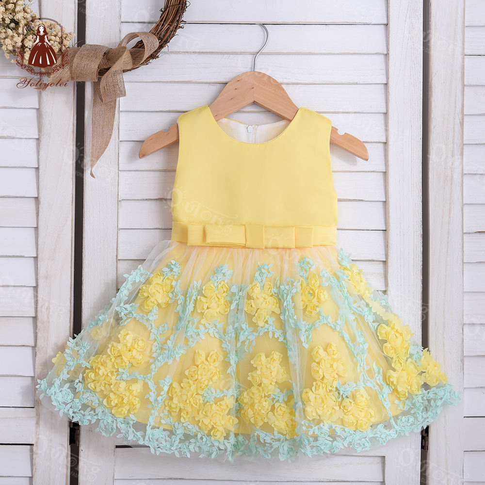 L1845XZ Hot Sale Pretty Baby Frock Girl Clothes Birthday Cute Wedding Flower Girl Kids Party Dress For 12 Month 1 Year Old Girl