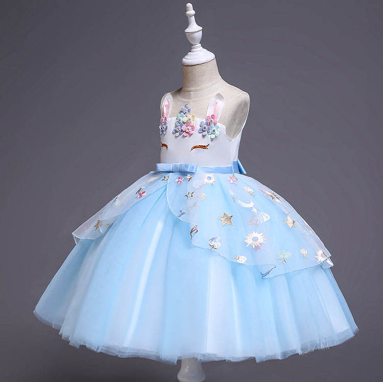 A605 Cheap Wholesale Sleeveless Ball Gown 5 Years Old Unicorn Dresses Children Kids Unicorn Birthday Dress For Girls Birthday Party