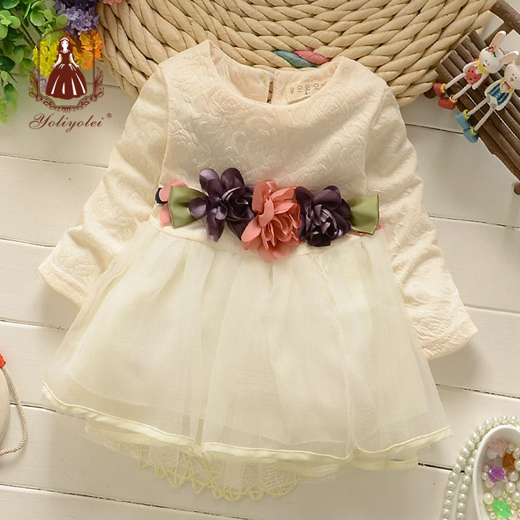 L029p1 High Quality Baby Wear Clothes Baby Girl Party Dress Children Frocks Designs Long-sleeved Girl Child Dress