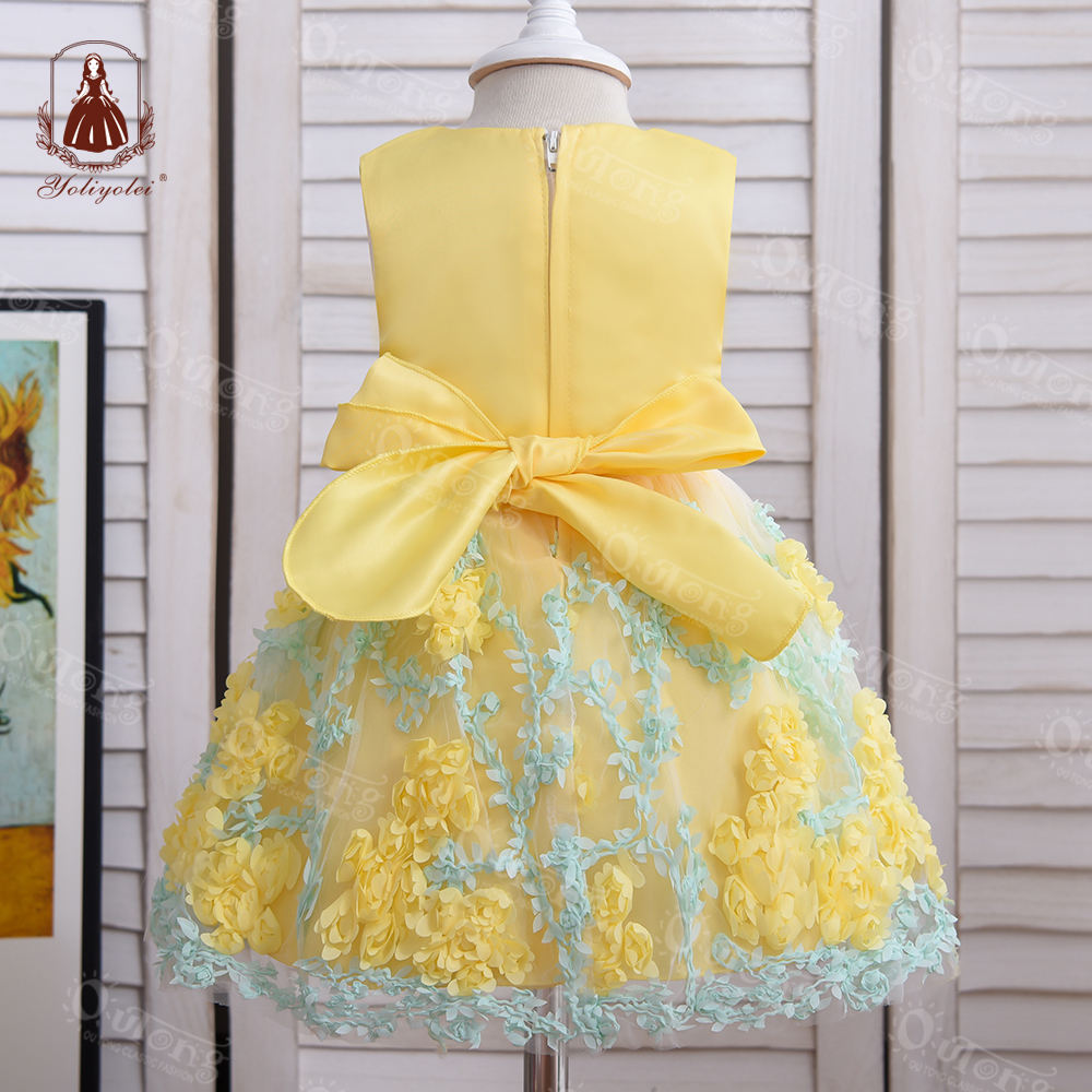 L1845XZ Hot Sale Pretty Baby Frock Girl Clothes Birthday Cute Wedding Flower Girl Kids Party Dress For 12 Month 1 Year Old Girl