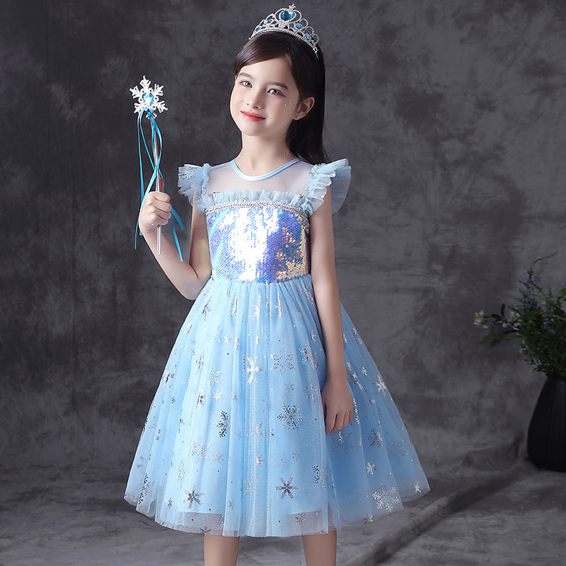 HP181 Outong Yoliyolei Snowflake Sequin Spangle Elegant Luxury Girls Summer Dress Sleeveless Princess Evening Tutu Birthday Dress For Baby Girl