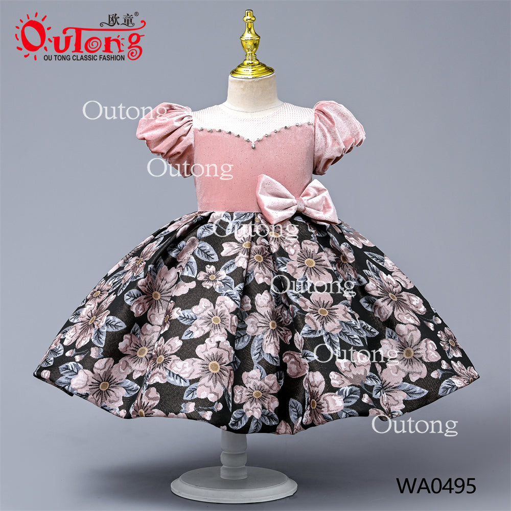 WA0495 Yoliyolei Vintage Elegant Party Dresses For Weddings Girls Princess Ceremony Long Kids Evening Party Flower Girl Dress