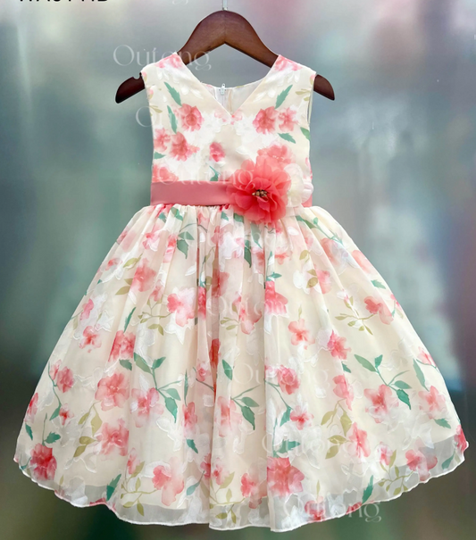 WA0141 Yoliyolei Summer Sleeveless Party Printed Flower Girl Kids Dress