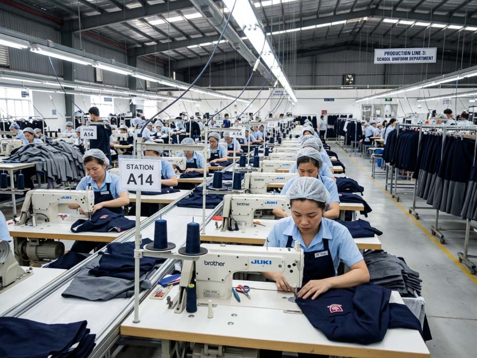 school uniform factory production line