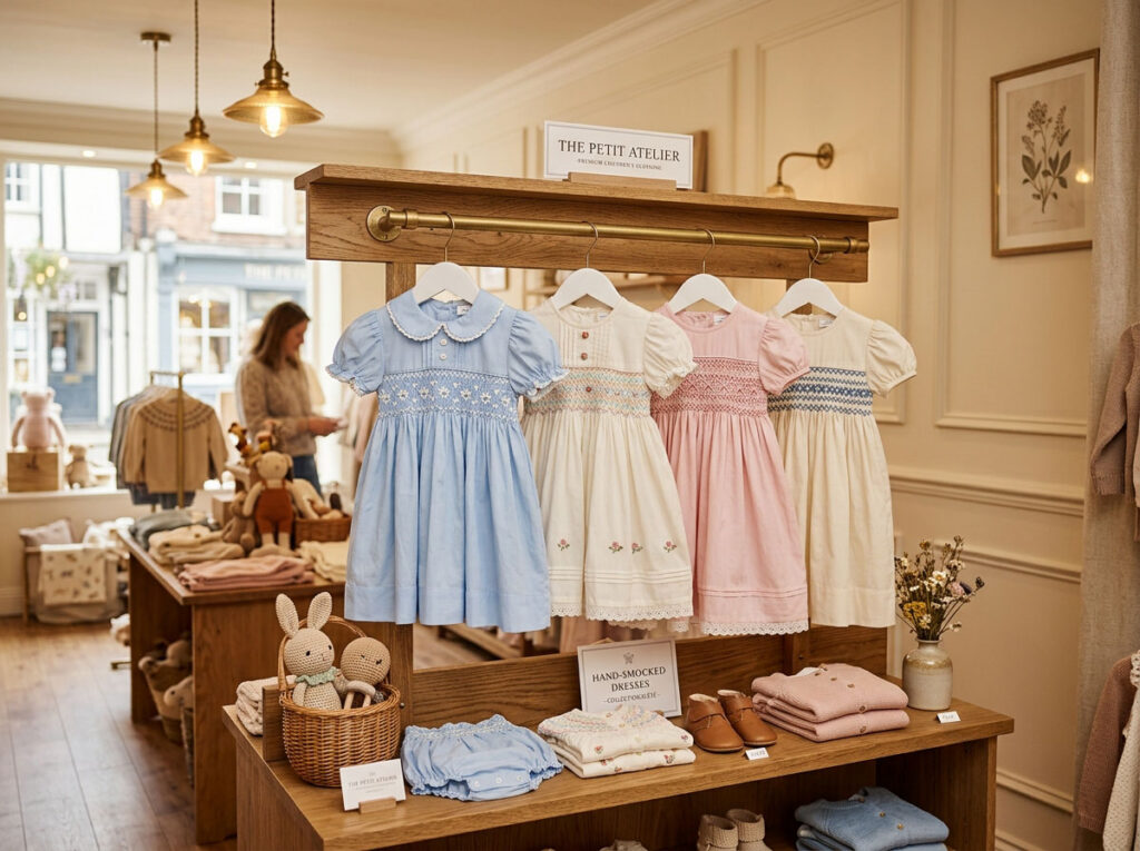 smocked baby clothes boutique display