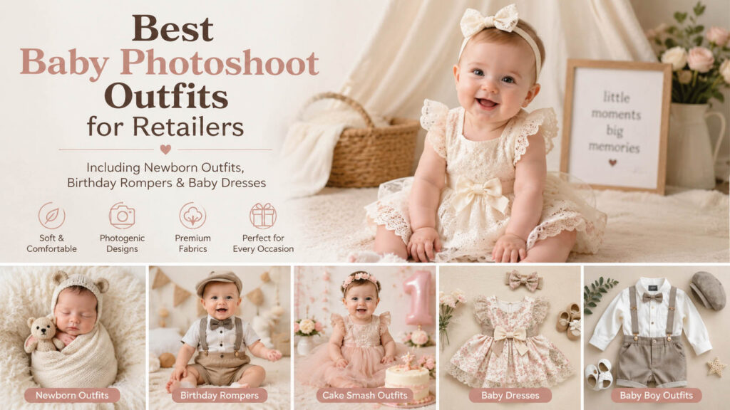 Best baby photoshoot outfits including newborn outfits birthday rompers baby dresses and baby boy outfits