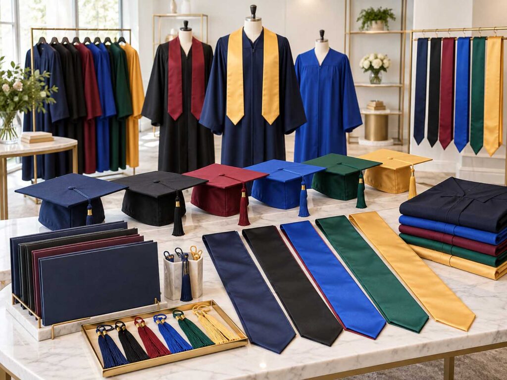 Custom school uniform development with fabric choices, colors, trims, badges, labels and packaging.