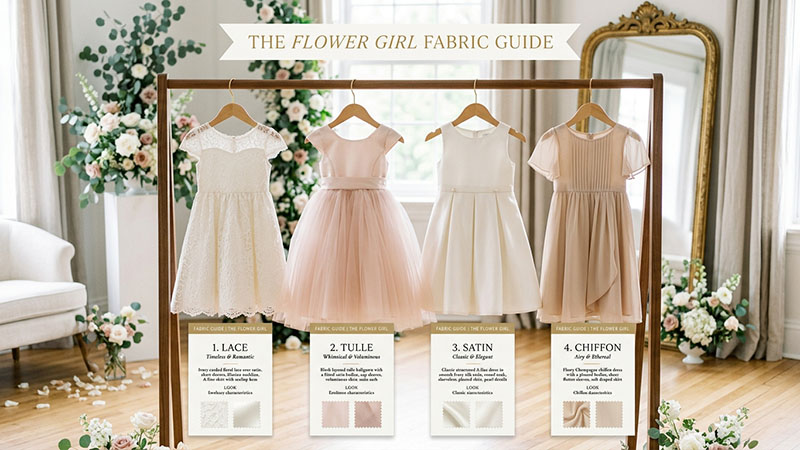 flower girl dress fabrics lace tulle satin chiffon