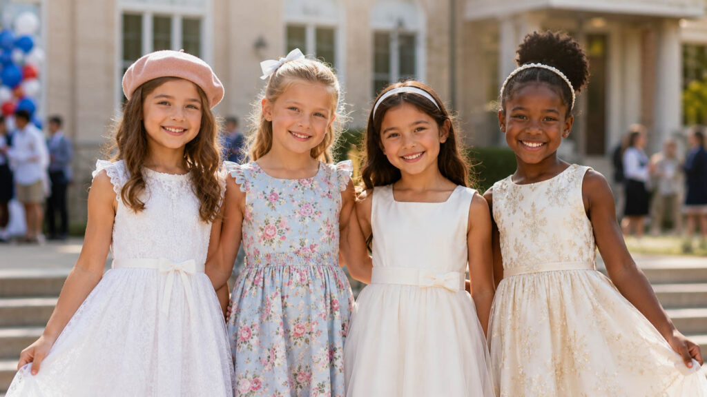 Best graduation dresses for girls including white, floral, smocked and A-line styles for school ceremonies
