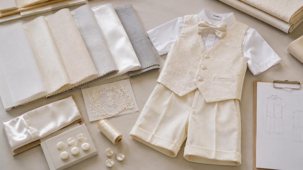 Cotton, linen and formal fabrics used for boys' baptism outfits