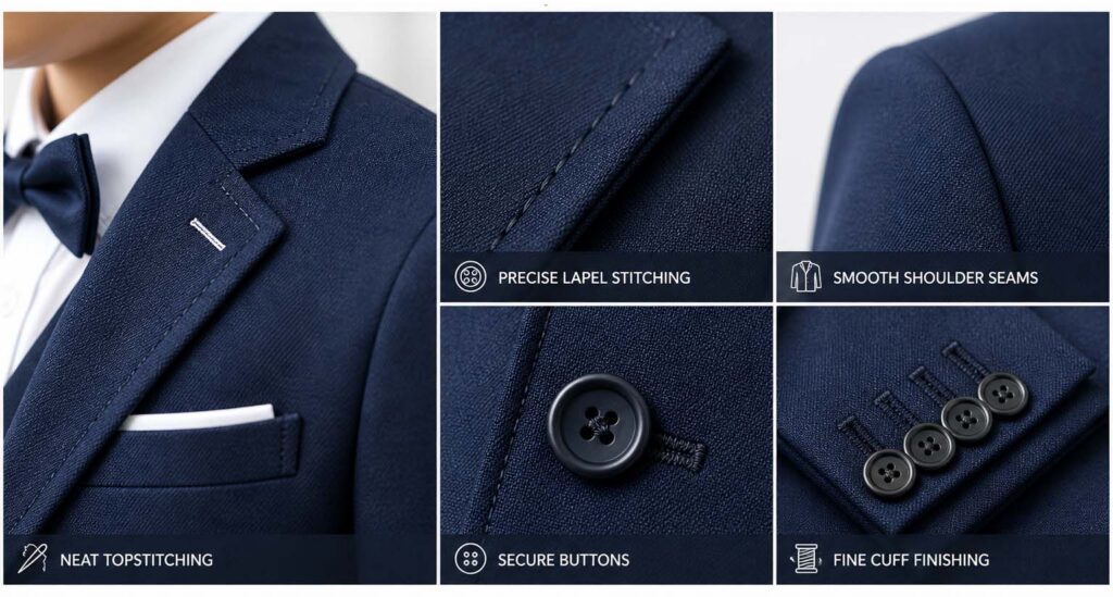 boys suits quality stitching details
