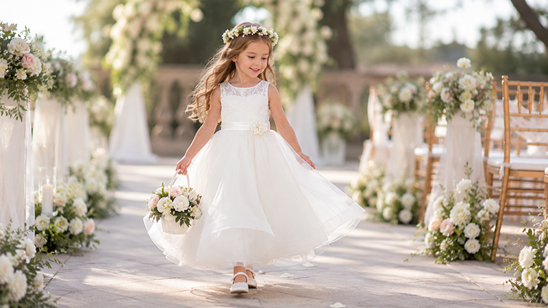 Comfortable flower girl dress with soft petticoat structure