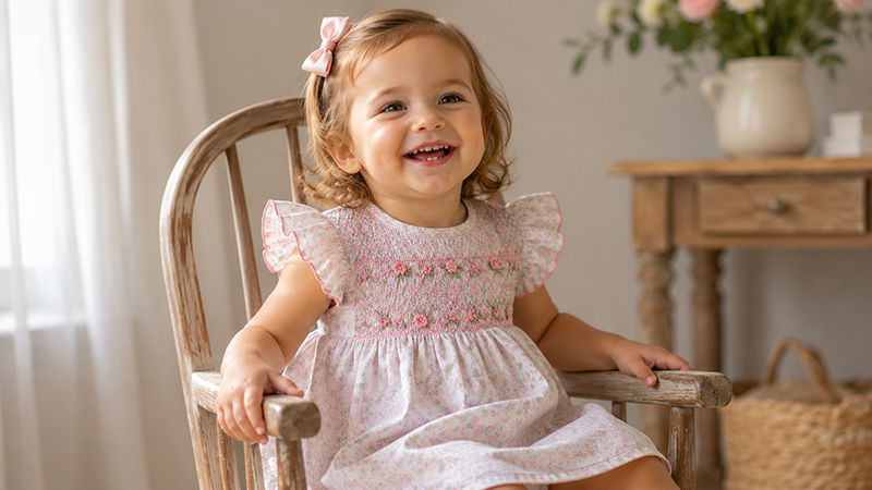 Comfortable smocked dress designed for children