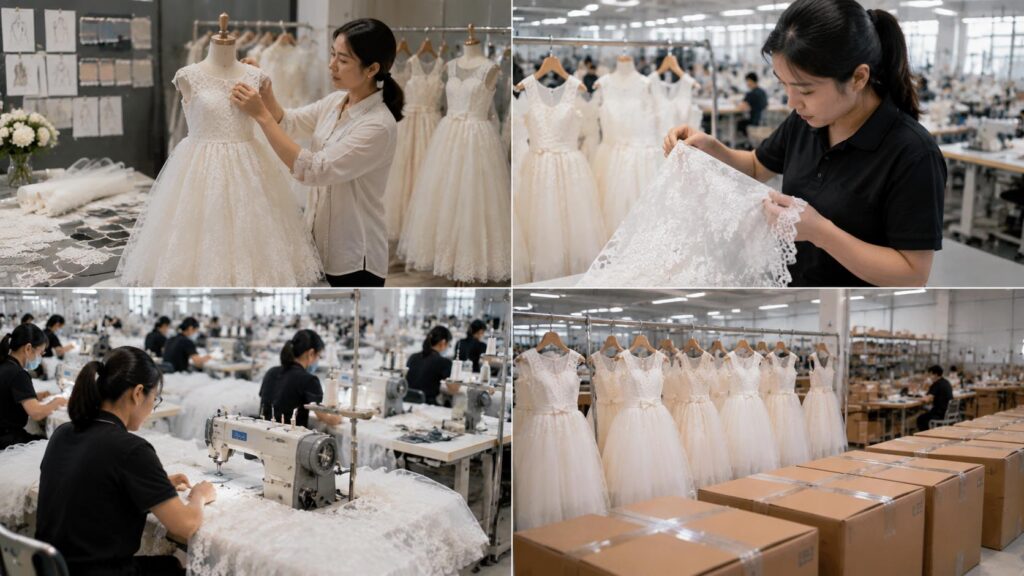 First Communion dress manufacturing and quality inspection process