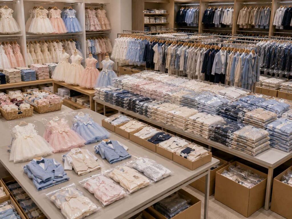 Wholesale children's clothing prepared in flexible order volumes for retail sourcing programs