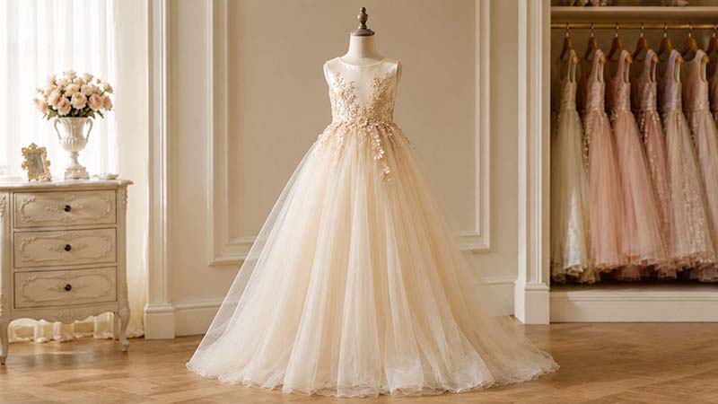 Floor-length girls' party dress for formal occasions
